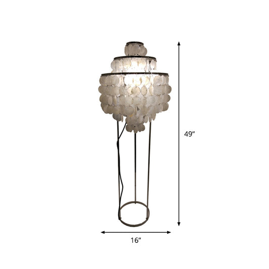 LED Wind Chime Standing Floor Lamp Contemporary Shell Reading Floor Lamp in White Clearhalo 'Floor Lamps' 'Lamps' Lighting' 136781