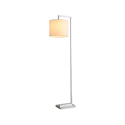 Beige Cylinder Reading Floor Lamp Modernism Fabric LED Standing Light for Living Room Clearhalo 'Floor Lamps' 'Lamps' Lighting' 136784