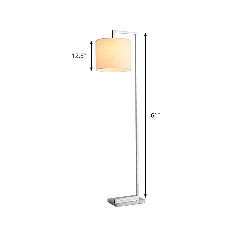 Beige Cylinder Reading Floor Lamp Modernism Fabric LED Standing Light for Living Room Clearhalo 'Floor Lamps' 'Lamps' Lighting' 136785