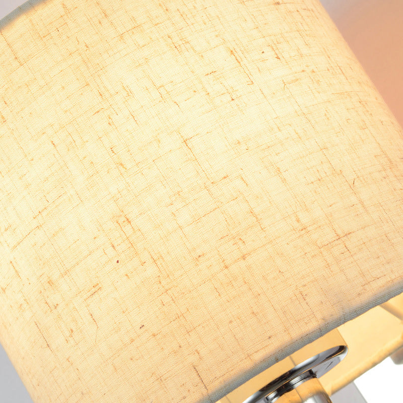 Beige Cylinder Reading Floor Lamp Modernism Fabric LED Standing Light for Living Room Clearhalo 'Floor Lamps' 'Lamps' Lighting' 136786