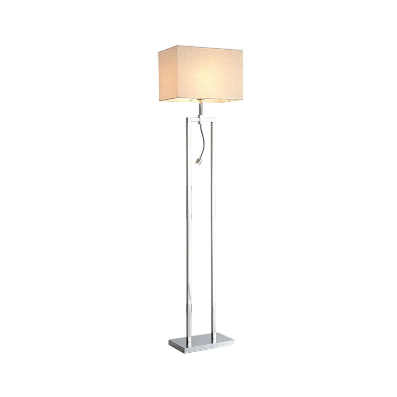 Fabric Rectangle Reading Floor Lamp Contemporary Standing Light in Beige with LED Spotlight Clearhalo 'Floor Lamps' 'Lamps' Lighting' 136793