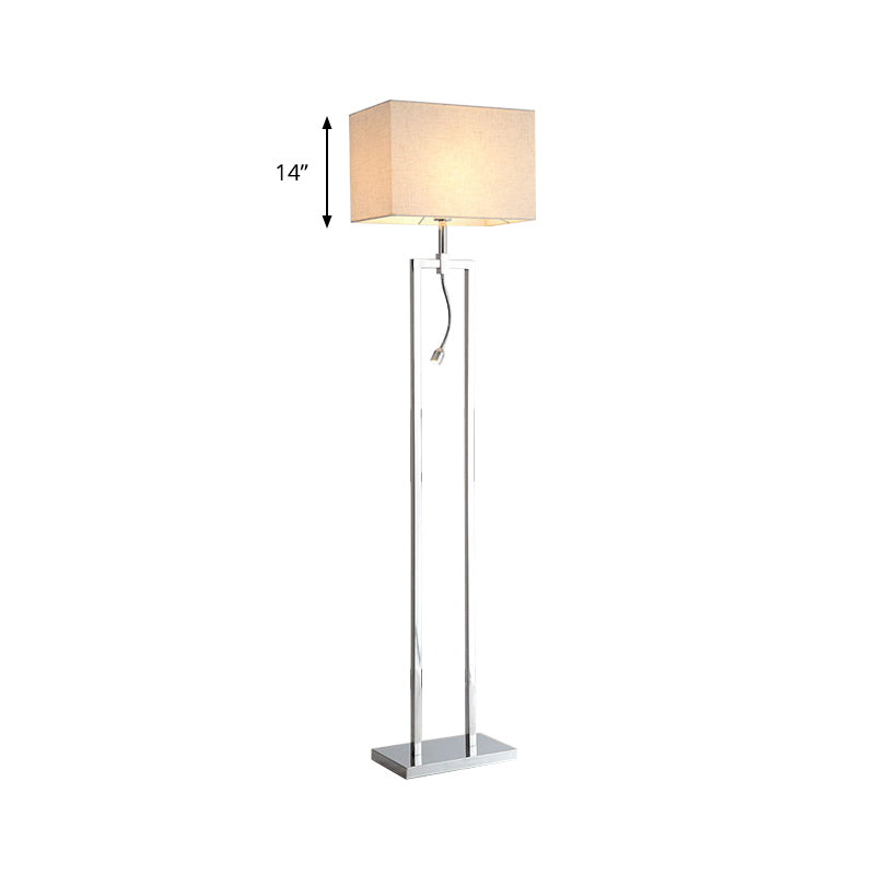 Fabric Rectangle Reading Floor Lamp Contemporary Standing Light in Beige with LED Spotlight Clearhalo 'Floor Lamps' 'Lamps' Lighting' 136794