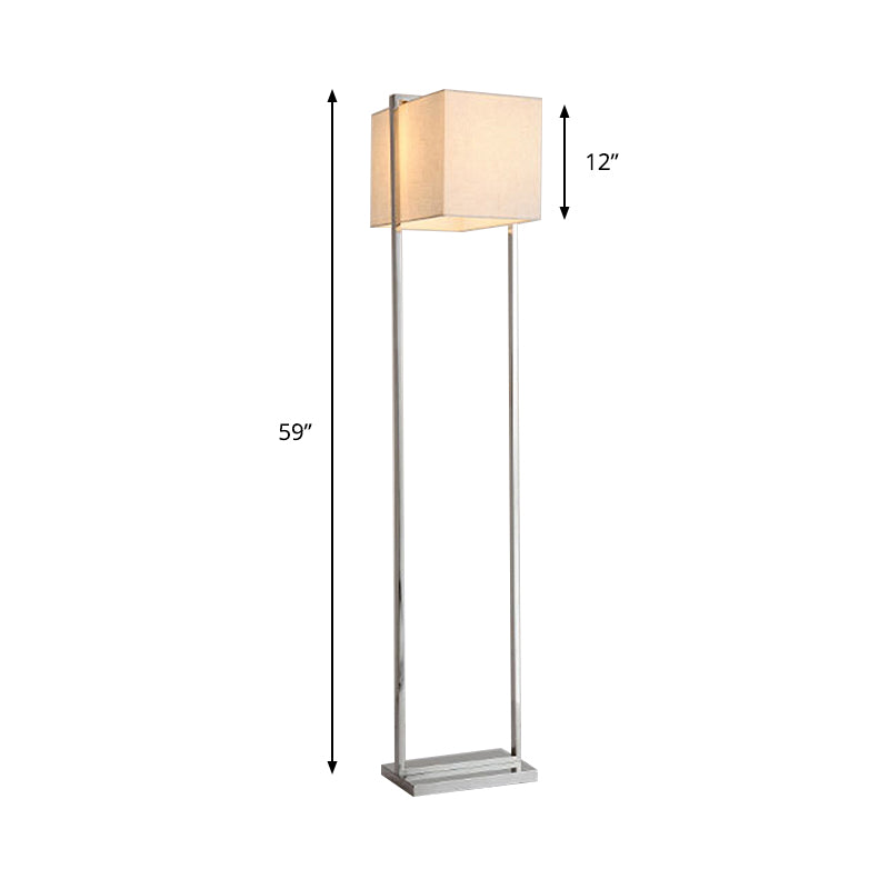 Rectangular Floor Standing Lamp Modernism Fabric Reading Floor Lamp in Beige with Metal Base Clearhalo 'Floor Lamps' 'Lamps' Lighting' 136799