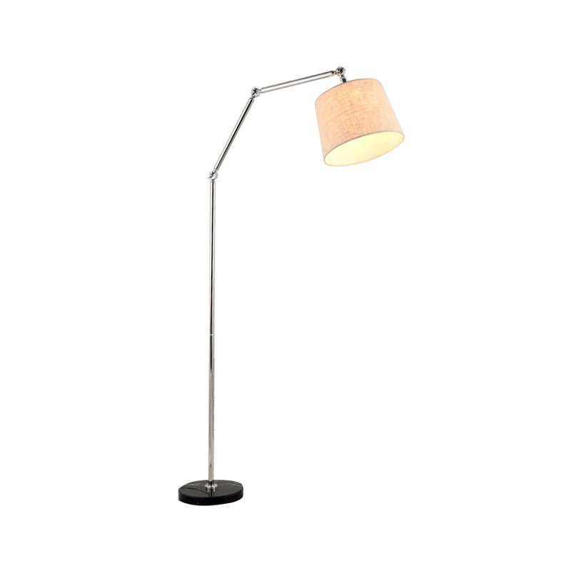 Fabric Tapered Reading Floor Lamp Contemporary LED Standing Light in Beige with Adjustable Arm Clearhalo 'Floor Lamps' 'Lamps' Lighting' 136803