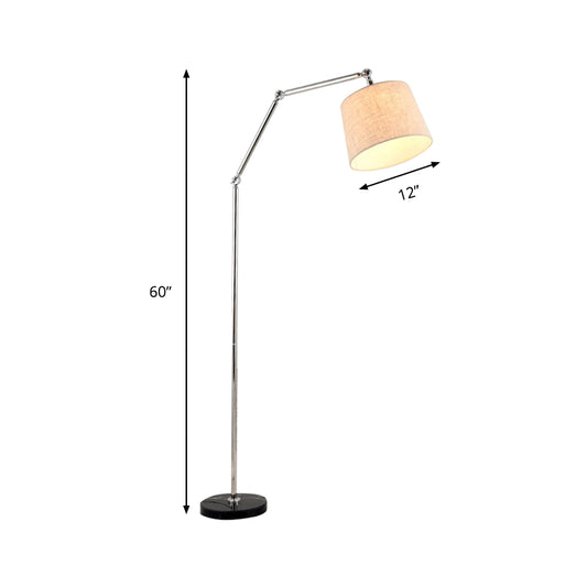 Fabric Tapered Reading Floor Lamp Contemporary LED Standing Light in Beige with Adjustable Arm Clearhalo 'Floor Lamps' 'Lamps' Lighting' 136804