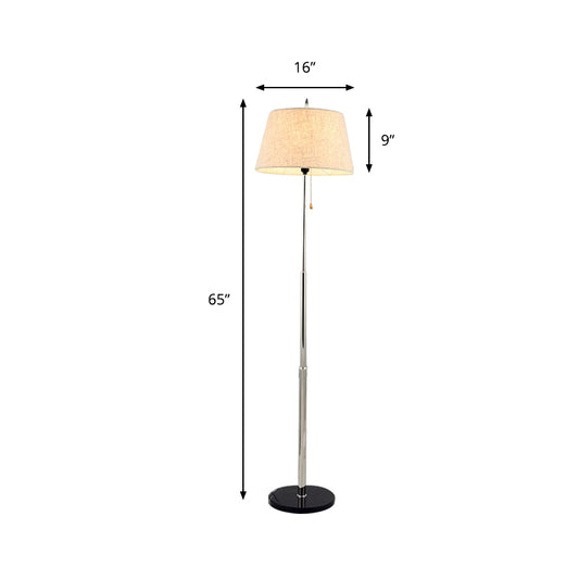 Tapered Floor Standing Lamp Modernism Fabric 1 Light Reading Floor Lamp in Beige with Base Clearhalo 'Floor Lamps' 'Lamps' Lighting' 136816
