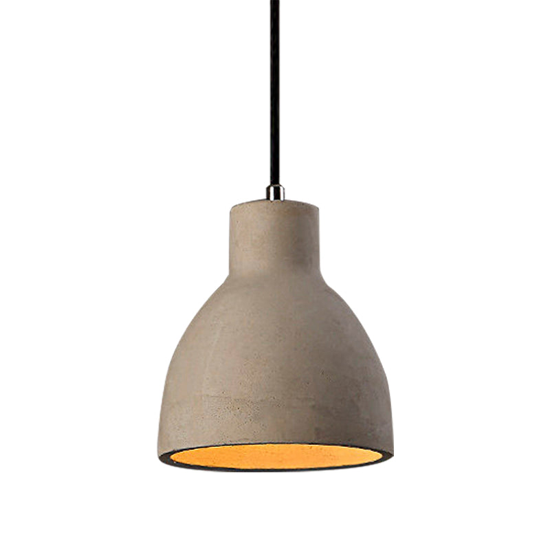 6.5"/8.5"/10.5" Dia Barn/Cylinder/Dome Cement Pendant Lighting Industrial 1 Light Dining Table Ceiling Light Fixture with Adjustable Cord in Grey Clearhalo 'Ceiling Lights' 'Modern Pendants' 'Modern' 'Pendant Lights' 'Pendants' Lighting' 136830