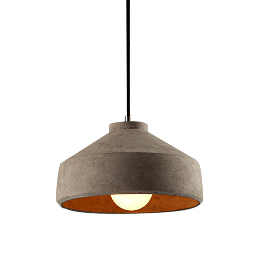 6.5"/8.5"/10.5" Dia Barn/Cylinder/Dome Cement Pendant Lighting Industrial 1 Light Dining Table Ceiling Light Fixture with Adjustable Cord in Grey Clearhalo 'Ceiling Lights' 'Modern Pendants' 'Modern' 'Pendant Lights' 'Pendants' Lighting' 136833