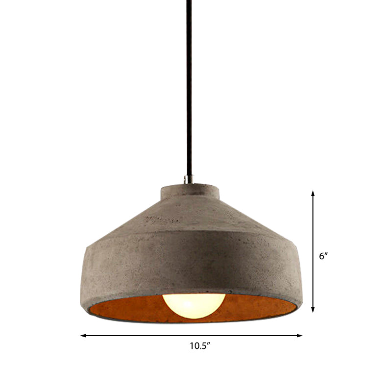 6.5"/8.5"/10.5" Dia Barn/Cylinder/Dome Cement Pendant Lighting Industrial 1 Light Dining Table Ceiling Light Fixture with Adjustable Cord in Grey Clearhalo 'Ceiling Lights' 'Modern Pendants' 'Modern' 'Pendant Lights' 'Pendants' Lighting' 136834