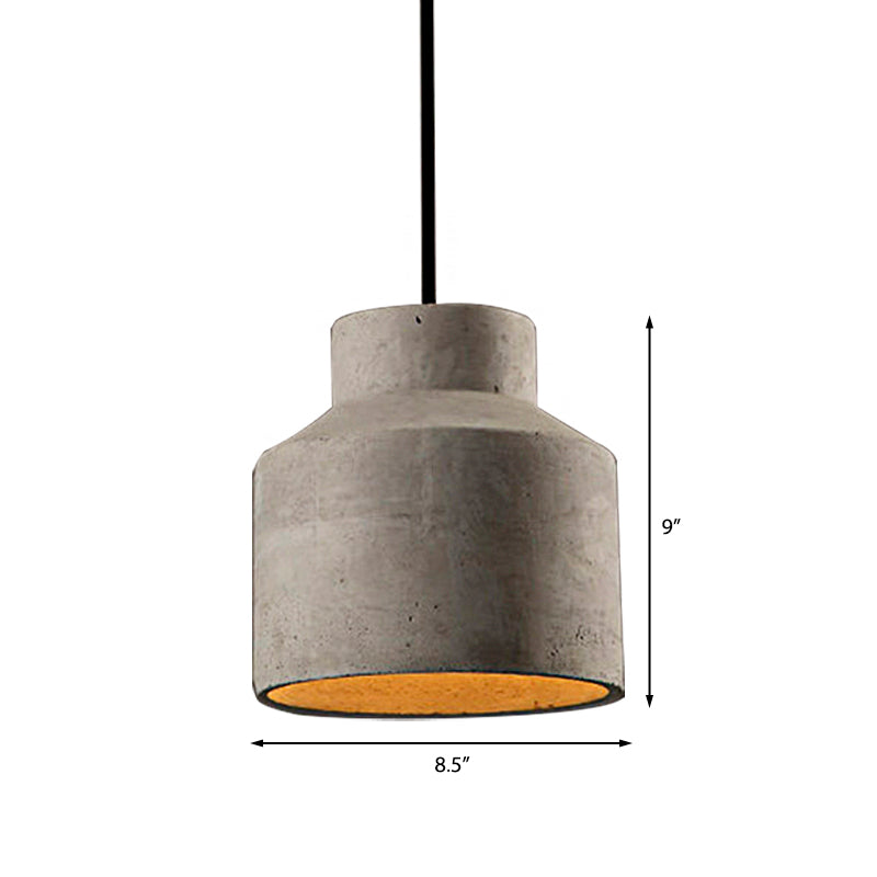 6.5"/8.5"/10.5" Dia Barn/Cylinder/Dome Cement Pendant Lighting Industrial 1 Light Dining Table Ceiling Light Fixture with Adjustable Cord in Grey Clearhalo 'Ceiling Lights' 'Modern Pendants' 'Modern' 'Pendant Lights' 'Pendants' Lighting' 136837