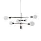 Mobile Metal Chandelier Light Fixture Modernist 6 Lights Black Hanging Lighting with Exposed Bulb Clearhalo 'Ceiling Lights' 'Chandeliers' 'Modern Chandeliers' 'Modern' Lighting' 136934