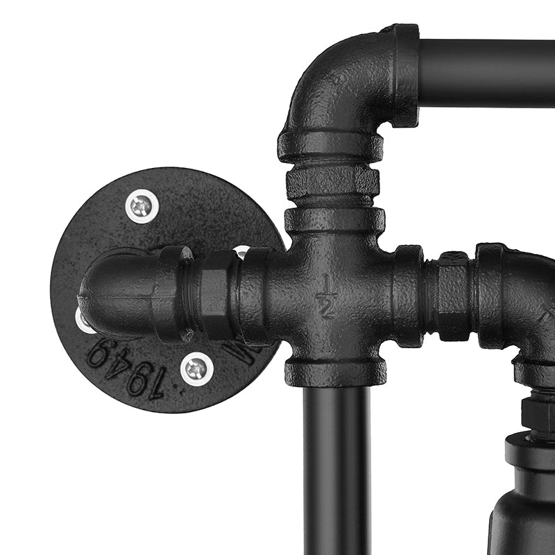 5 Bulbs Wall Lighting Vintage Style Twisted Pipe Metallic Wall Mounted Lamp with Pressure Gauge in Black Clearhalo 'Art deco wall lights' 'Cast Iron' 'Glass' 'Industrial wall lights' 'Industrial' 'Middle century wall lights' 'Modern' 'Rustic wall lights' 'Tiffany' 'Traditional wall lights' 'Wall Lamps & Sconces' 'Wall Lights' Lighting' 137064