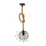 Industrial Wire Globe Pendant Lamp 1 Bulb Metal Suspension Light with Adjustable Rope in Black for Dining Room Clearhalo 'Ceiling Lights' 'Industrial Pendants' 'Industrial' 'Middle Century Pendants' 'Pendant Lights' 'Pendants' 'Tiffany' Lighting' 137142