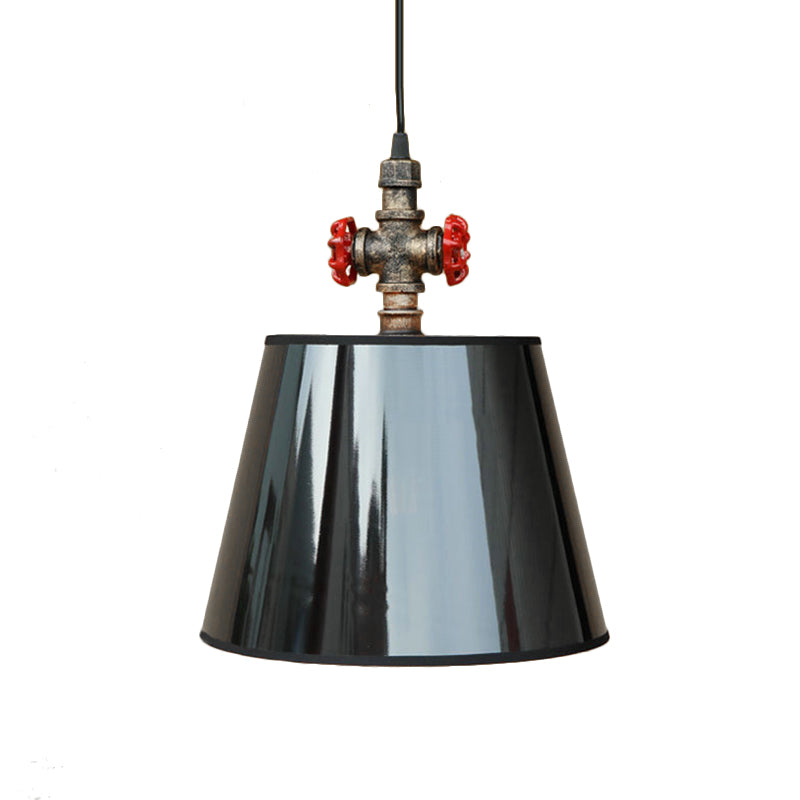 Iron Water Pipe Ceiling Light Fixture with Black/Beige Conic Shade Rustic 1 Light Bedroom Pendant Lighting Clearhalo 'Art Deco Pendants' 'Black' 'Cast Iron' 'Ceiling Lights' 'Ceramic' 'Crystal' 'Industrial Pendants' 'Industrial' 'Metal' 'Middle Century Pendants' 'Pendant Lights' 'Pendants' 'Rustic Pendants' 'Tiffany' Lighting' 137190