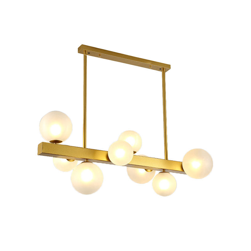 Post Modern Gold Finish Chandelier with Orb Shade 8 Lights Glass Suspension Light for Dining Room Clearhalo 'Ceiling Lights' 'Chandeliers' 'Glass shade' 'Glass' 'Island Lights' Lighting' 137197