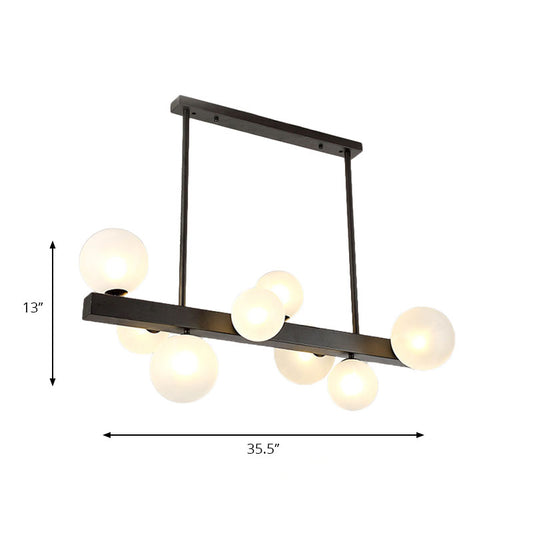 Dining Room Bubble Linear Pendant Glass Shade 8 Lights Modern Simple Black Island Light Clearhalo 'Ceiling Lights' 'Glass shade' 'Glass' 'Island Lights' Lighting' 137200