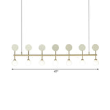 7 Lights Linear Chandelier Lighting Modern Glass Ball Island Light in Gold for Dining Room Clearhalo 'Ceiling Lights' 'Glass shade' 'Glass' 'Island Lights' Lighting' 137238