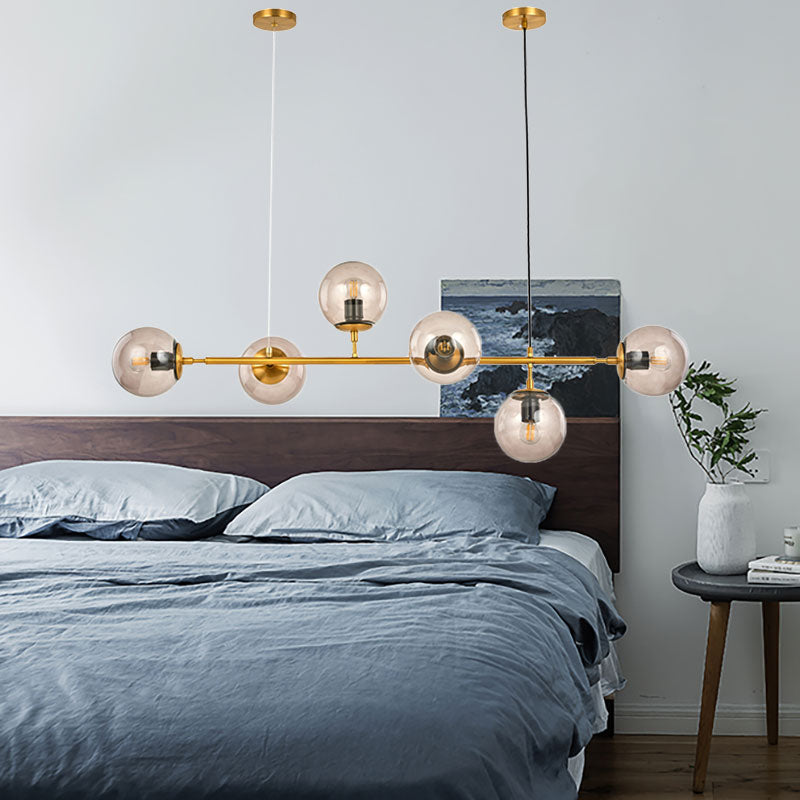 Smoke Gray Bubble Chandelier Lighting Six Lights Modern Glass Shade Island Light for Kitchen Dining Room Clearhalo 'Ceiling Lights' 'Close To Ceiling Lights' 'Glass shade' 'Glass' 'Island Lights' Lighting' 137302