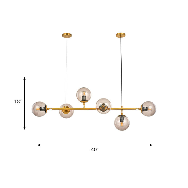 Smoke Gray Bubble Chandelier Lighting Six Lights Modern Glass Shade Island Light for Kitchen Dining Room Clearhalo 'Ceiling Lights' 'Close To Ceiling Lights' 'Glass shade' 'Glass' 'Island Lights' Lighting' 137304