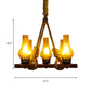 Yellow 5 Lights Pendant Lamp Country Stylish Rope and Cracked Glass Teardrop Shade Chandelier Lighting Clearhalo 'Ceiling Lights' 'Chandeliers' 'Industrial Chandeliers' 'Industrial' 'Middle Century Chandeliers' 'Tiffany' Lighting' 137513
