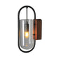 Black Cylinder Sconce Lighting Industrial 1 Light Clear/Amber Glass Wall Mount Light Fixture Clearhalo 'Cast Iron' 'Glass' 'Industrial' 'Modern wall lights' 'Modern' 'Tiffany' 'Traditional wall lights' 'Wall Lamps & Sconces' 'Wall Lights' Lighting' 137537