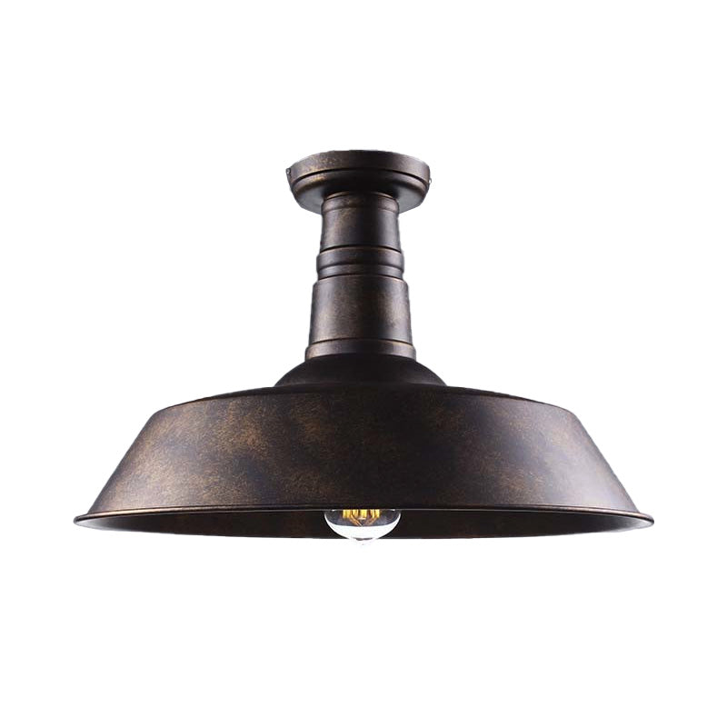 10"/14"/18" Dia Barn Dining Room Ceiling Light Fixture Vintage Style Iron 1 Light Black/White Semi Flush Ceiling Light Clearhalo 'Ceiling Lights' 'Close To Ceiling Lights' 'Close to ceiling' 'Flush mount' 'Industrial Flush Mount' Lighting' 137620