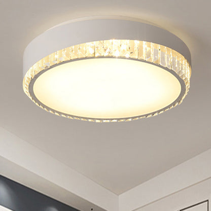 16.5"/20.5" Wide Modern Round Flush Mount Lighting Acrylic Bedroom Flush Ceiling Light with Crystal Accent in Warm/White Light White Warm Clearhalo 'Ceiling Lights' 'Close To Ceiling Lights' 'Close to ceiling' 'Flush mount' Lighting' 137625
