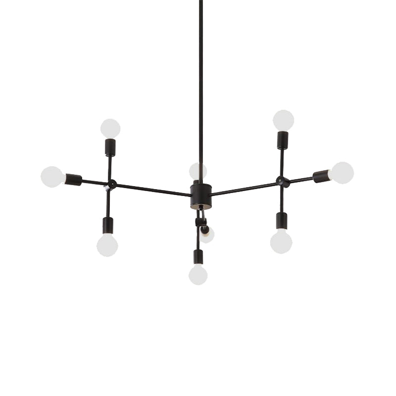 Open Bulb Dining Room Chandelier Lamp Industrial Metal 9/12 Lights Black/Brass Pendant Lighting Clearhalo 'Cast Iron' 'Ceiling Lights' 'Chandeliers' 'Industrial Chandeliers' 'Industrial' 'Metal' 'Middle Century Chandeliers' 'Rustic Chandeliers' 'Tiffany' Lighting' 137631