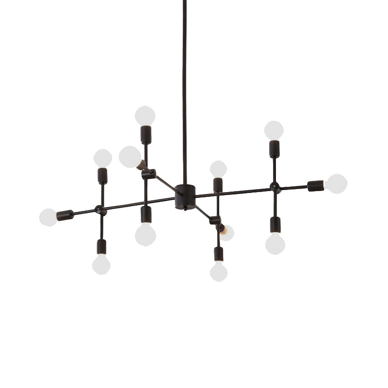Open Bulb Dining Room Chandelier Lamp Industrial Metal 9/12 Lights Black/Brass Pendant Lighting Clearhalo 'Cast Iron' 'Ceiling Lights' 'Chandeliers' 'Industrial Chandeliers' 'Industrial' 'Metal' 'Middle Century Chandeliers' 'Rustic Chandeliers' 'Tiffany' Lighting' 137634