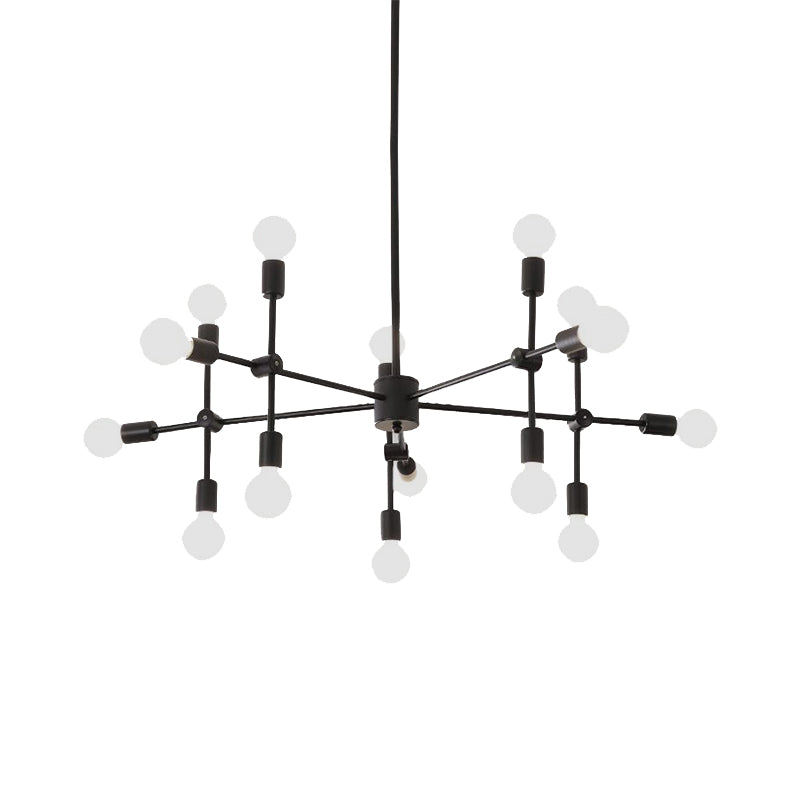 Open Bulb Dining Room Chandelier Lamp Industrial Metal 9/12 Lights Black/Brass Pendant Lighting Clearhalo 'Cast Iron' 'Ceiling Lights' 'Chandeliers' 'Industrial Chandeliers' 'Industrial' 'Metal' 'Middle Century Chandeliers' 'Rustic Chandeliers' 'Tiffany' Lighting' 137638