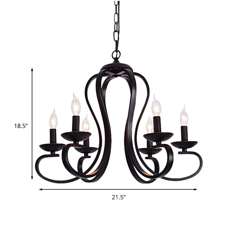 Industrial Flameless Candle Ceiling Lamp 3/5 Bulbs Metallic Hanging Ceiling Light in Black for Living Room Clearhalo 'Cast Iron' 'Ceiling Lights' 'Chandeliers' 'Industrial Chandeliers' 'Industrial' 'Metal' 'Middle Century Chandeliers' 'Rustic Chandeliers' 'Tiffany' Lighting' 137704