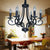 Vintage Style Exposed Chandelier Light with Candle 6/8 Heads Iron Hanging Ceiling Light in Black 6 Black Clearhalo 'Cast Iron' 'Ceiling Lights' 'Chandeliers' 'Industrial Chandeliers' 'Industrial' 'Metal' 'Middle Century Chandeliers' 'Rustic Chandeliers' 'Tiffany' Lighting' 137759