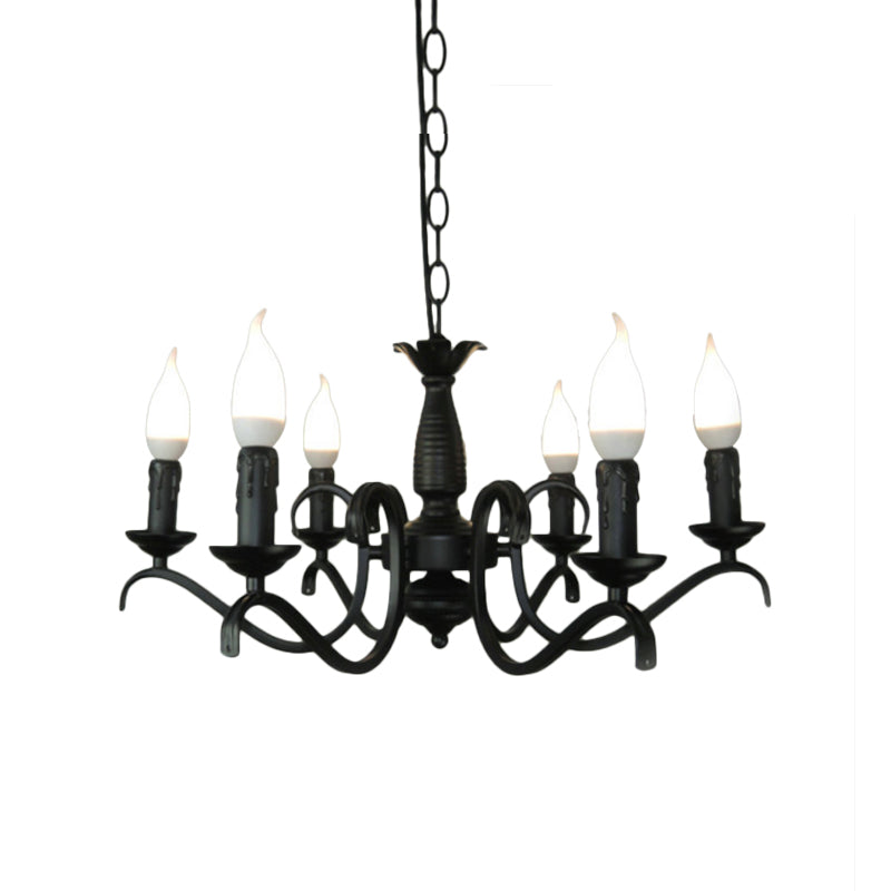 3/5 Heads Flameless Candle Chandelier Lighting Vintage Style Black Metallic Hanging Lamp for Living Room Clearhalo 'Cast Iron' 'Ceiling Lights' 'Chandeliers' 'Industrial Chandeliers' 'Industrial' 'Metal' 'Middle Century Chandeliers' 'Rustic Chandeliers' 'Tiffany' Lighting' 137813