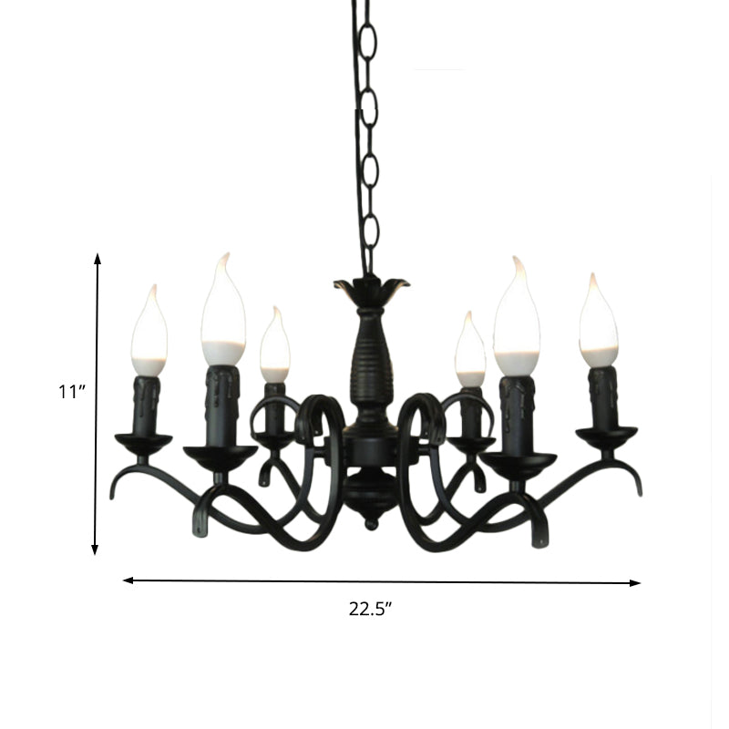 3/5 Heads Flameless Candle Chandelier Lighting Vintage Style Black Metallic Hanging Lamp for Living Room Clearhalo 'Cast Iron' 'Ceiling Lights' 'Chandeliers' 'Industrial Chandeliers' 'Industrial' 'Metal' 'Middle Century Chandeliers' 'Rustic Chandeliers' 'Tiffany' Lighting' 137814