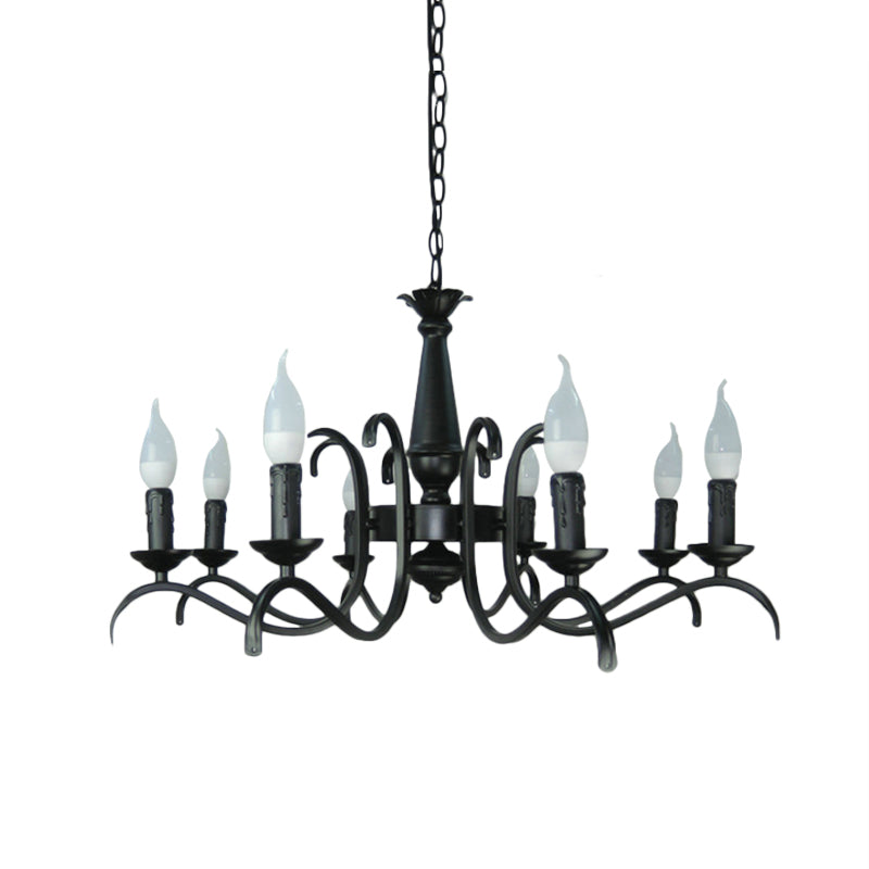 3/5 Heads Flameless Candle Chandelier Lighting Vintage Style Black Metallic Hanging Lamp for Living Room Clearhalo 'Cast Iron' 'Ceiling Lights' 'Chandeliers' 'Industrial Chandeliers' 'Industrial' 'Metal' 'Middle Century Chandeliers' 'Rustic Chandeliers' 'Tiffany' Lighting' 137817