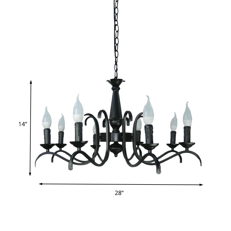 3/5 Heads Flameless Candle Chandelier Lighting Vintage Style Black Metallic Hanging Lamp for Living Room Clearhalo 'Cast Iron' 'Ceiling Lights' 'Chandeliers' 'Industrial Chandeliers' 'Industrial' 'Metal' 'Middle Century Chandeliers' 'Rustic Chandeliers' 'Tiffany' Lighting' 137818