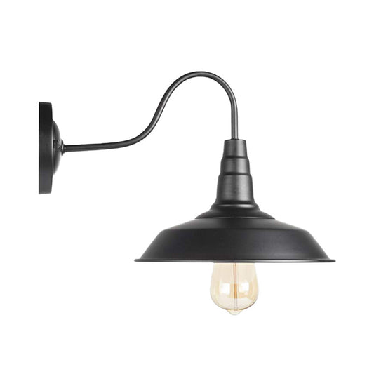 Farmhouse Barn Wall Lighting 1 Light Metal Sconce Lamp with Gooseneck Arm in Black for Bedroom, 2 Packs Clearhalo 'Cast Iron' 'Glass' 'Industrial' 'Modern wall lights' 'Modern' 'Tiffany' 'Traditional wall lights' 'Wall Lamps & Sconces' 'Wall Lights' Lighting' 138004