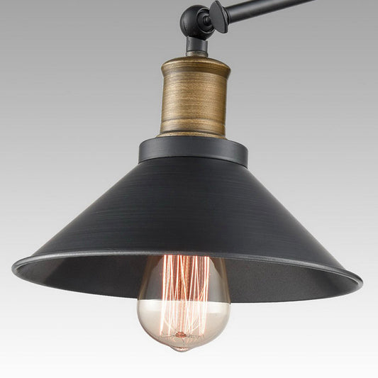 2 Packs Cone Bedroom Wall Mount Light Vintage Metal 1 Bulb Black Wall Lighting with Adjustable Arm Clearhalo 'Cast Iron' 'Glass' 'Industrial' 'Modern wall lights' 'Modern' 'Tiffany' 'Traditional wall lights' 'Wall Lamps & Sconces' 'Wall Lights' Lighting' 138016