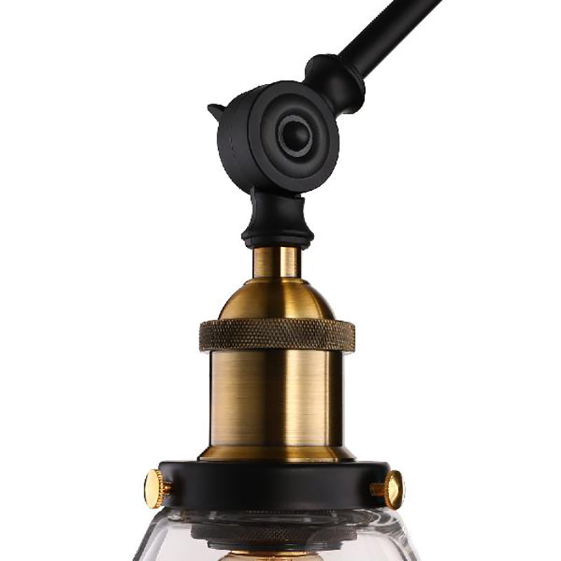 Brass Tapered Wall Lighting Vintage Clear Glass 1 Light Living Room Sconce Light Fixture Clearhalo 'Cast Iron' 'Glass' 'Industrial wall lights' 'Industrial' 'Middle century wall lights' 'Modern' 'Tiffany' 'Traditional wall lights' 'Wall Lamps & Sconces' 'Wall Lights' Lighting' 138056