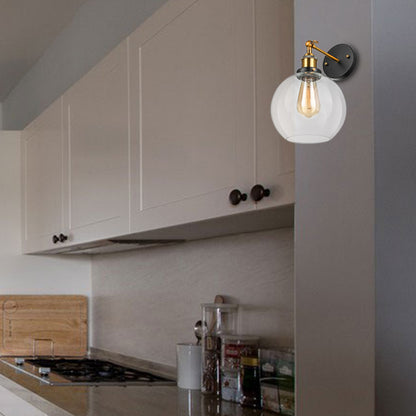 Clear Glass Bubble Wall Sconce Antique 1 Light Living Room Lighting Fixture in Brass Clear Clearhalo 'Cast Iron' 'Glass' 'Industrial wall lights' 'Industrial' 'Middle century wall lights' 'Modern' 'Tiffany' 'Traditional wall lights' 'Wall Lamps & Sconces' 'Wall Lights' Lighting' 138061