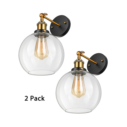 Clear Glass Bubble Wall Sconce Antique 1 Light Living Room Lighting Fixture in Brass Clearhalo 'Cast Iron' 'Glass' 'Industrial wall lights' 'Industrial' 'Middle century wall lights' 'Modern' 'Tiffany' 'Traditional wall lights' 'Wall Lamps & Sconces' 'Wall Lights' Lighting' 138063