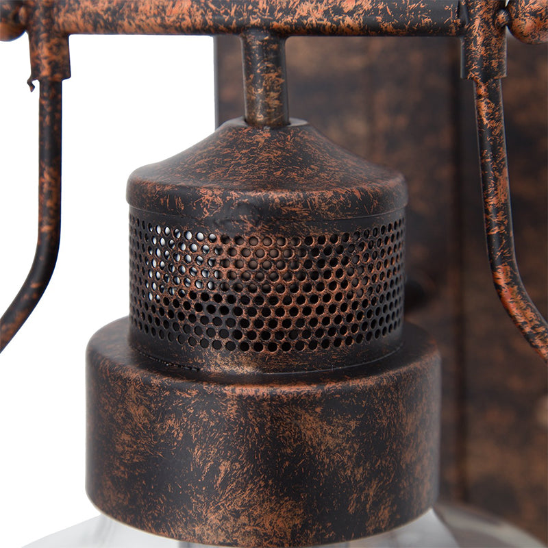 One Bulb Clear Glass Sconce Light Fixture Traditional Rust Cylinder Corridor Wall Lamp Clearhalo 'Cast Iron' 'Glass' 'Industrial wall lights' 'Industrial' 'Middle century wall lights' 'Modern' 'Tiffany' 'Traditional wall lights' 'Wall Lamps & Sconces' 'Wall Lights' Lighting' 138097