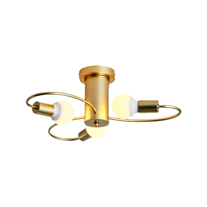 Metal Swirl Semi Flush Mount Lighting Industrial 3/6 Lights Living Room Ceiling Mounted Fixture in Grey/Green Clearhalo 'Ceiling Lights' 'Close To Ceiling Lights' 'Close to ceiling' 'Semi-flushmount' Lighting' 138146