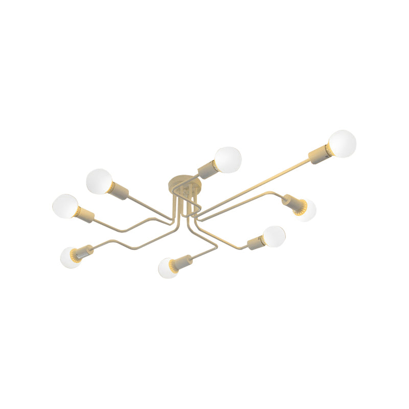 Vintage Exposed Ceiling Flush Mount 4/6-Light Metallic Semi Flush Light with Sputnik Design in Antique Brass/Black Clearhalo 'Ceiling Lights' 'Close To Ceiling Lights' 'Close to ceiling' 'Semi-flushmount' Lighting' 138222