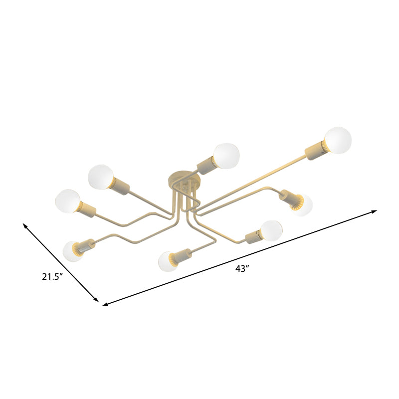 Vintage Exposed Ceiling Flush Mount 4/6-Light Metallic Semi Flush Light with Sputnik Design in Antique Brass/Black Clearhalo 'Ceiling Lights' 'Close To Ceiling Lights' 'Close to ceiling' 'Semi-flushmount' Lighting' 138223