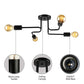 Vintage Exposed Ceiling Flush Mount 4/6-Light Metallic Semi Flush Light with Sputnik Design in Antique Brass/Black Clearhalo 'Ceiling Lights' 'Close To Ceiling Lights' 'Close to ceiling' 'Semi-flushmount' Lighting' 138238