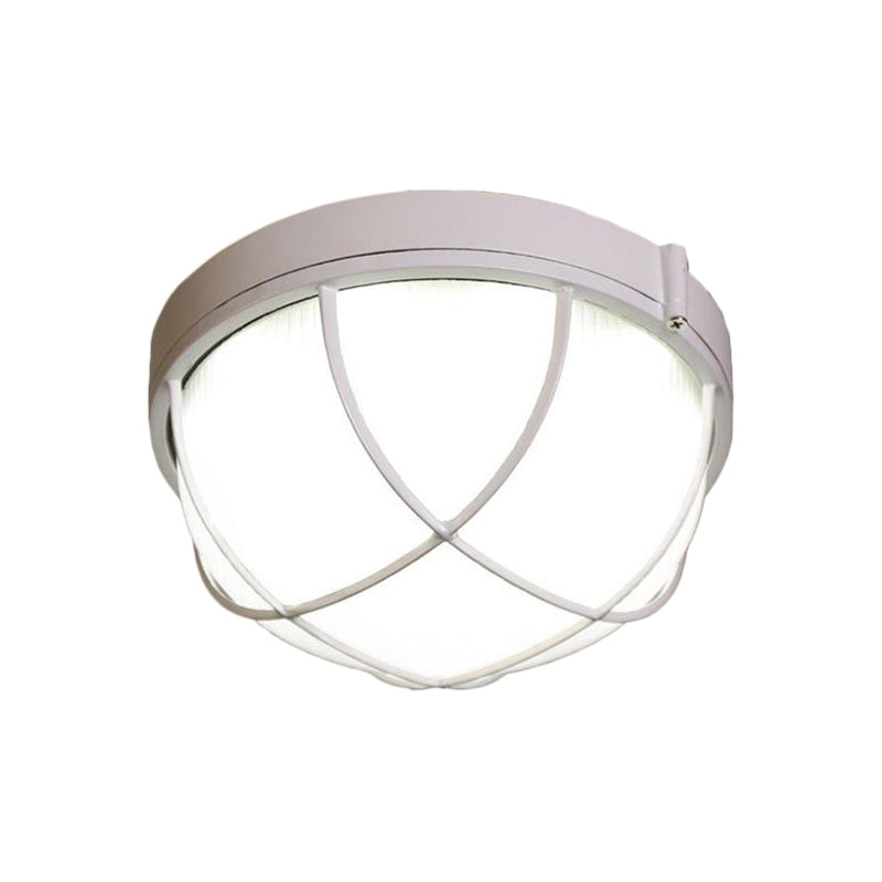 White One Light Ceiling Mount Industrial Frosted Glass Geometric Flush Fixture for Bedroom, 9.5"/10" Wide Clearhalo 'Ceiling Lights' 'Close To Ceiling Lights' 'Close to ceiling' 'Flush mount' 'Industrial Flush Mount' Lighting' 138326