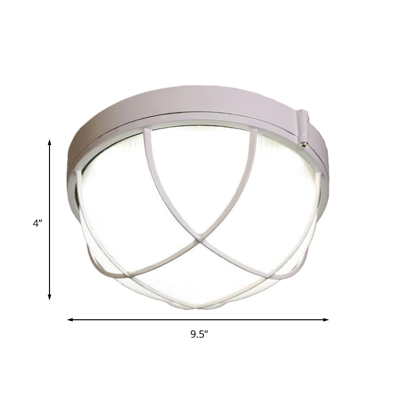 White One Light Ceiling Mount Industrial Frosted Glass Geometric Flush Fixture for Bedroom, 9.5"/10" Wide Clearhalo 'Ceiling Lights' 'Close To Ceiling Lights' 'Close to ceiling' 'Flush mount' 'Industrial Flush Mount' Lighting' 138327