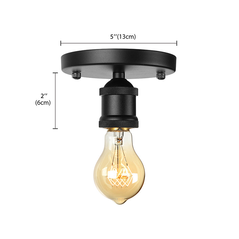 Black/Brass Finish Expose Bulb Ceiling Lighting Retro Industrial Metal 1 Light Balcony Semi Flush Mount Light Clearhalo 'Ceiling Lights' 'Close To Ceiling Lights' 'Close to ceiling' 'Semi-flushmount' Lighting' 138351