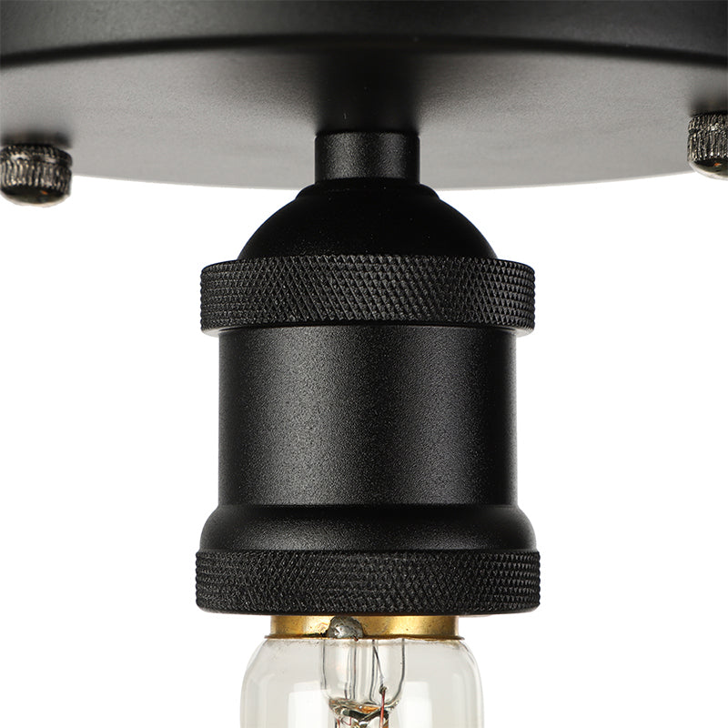 Black/Brass Finish Expose Bulb Ceiling Lighting Retro Industrial Metal 1 Light Balcony Semi Flush Mount Light Clearhalo 'Ceiling Lights' 'Close To Ceiling Lights' 'Close to ceiling' 'Semi-flushmount' Lighting' 138353